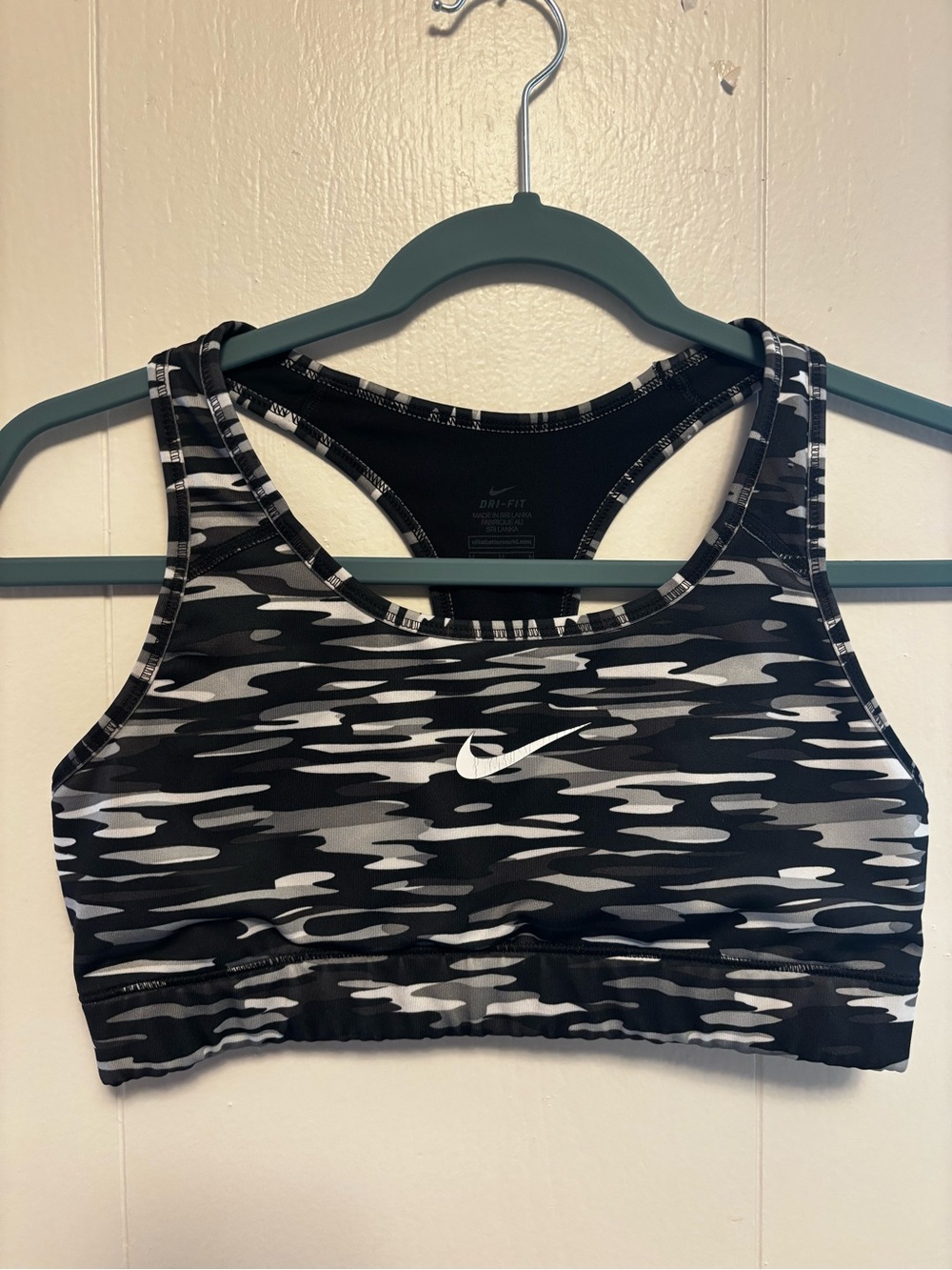 Nike Black & Gray Camo Dri-FIT Sports Bra